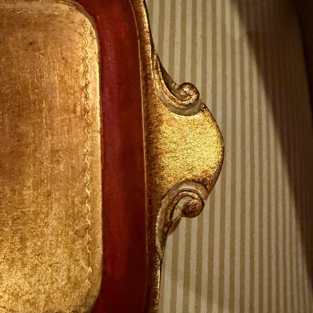 Vintage Tray Vietri Venetian Florentine Gilt with Red Gold Accents Made in Italy - Picture 6 of 11